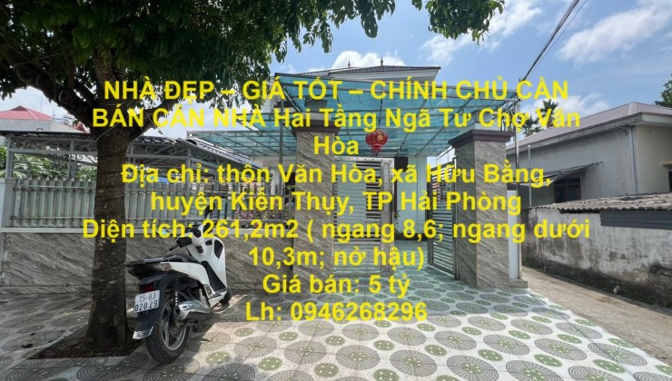 NHÀ ĐẸP – GIÁ TỐT – CHÍNH CHỦ CẦN BÁN CĂN NHÀ Hai Tầng Ngã Tư Chợ Văn Hòa